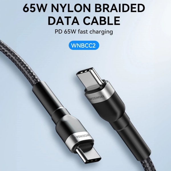 WOZINSKY WNBCC2 USB-C / USB-C PD 65W KABEL 2 M - SORT