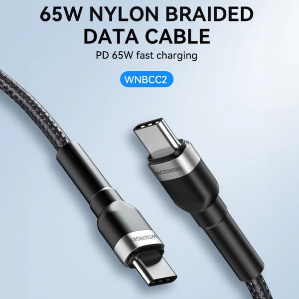Wozinsky WNBCC2 USB-C / USB-C PD 65W kabel 2 m - svart