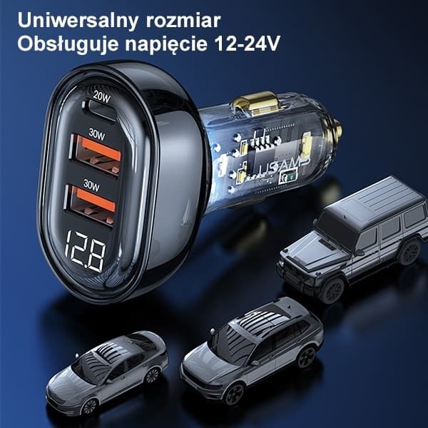 USAMS Lad. ensam. 2xUSB+1xUSB-C 80W snabbladdning blå/blå CC159CC02 (US-CC159)