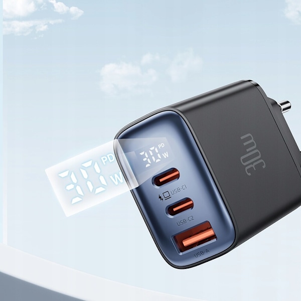 MCDODO FAST TV-LADER IPHONE 2XUSB-C 1XUSB PD 30W LED MÄTARE