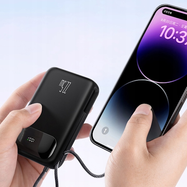 MCDODO POWERBANK 20000MAH MED DISPLAY USB USB-C 22,5W + LIGHTNING-KABEL