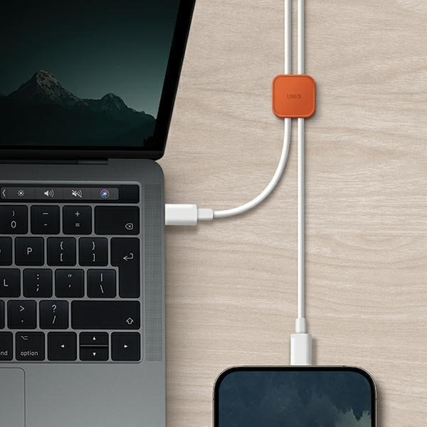 UNIQ Pod självhäftande kabelfördelare, set om 8, orange/sienna orange