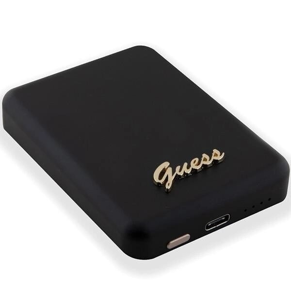 Guess MagSafe Metal Script Logo induksjonsstrømforsyning 5W 3000mAh - svart