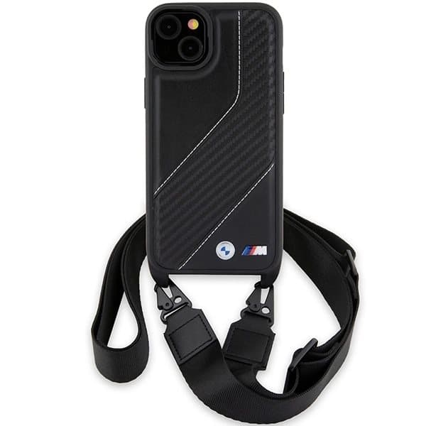 BMW M Edition Carbon Stripe & Strap-deksel til iPhone 15 Plus / 14 Plus - Svart