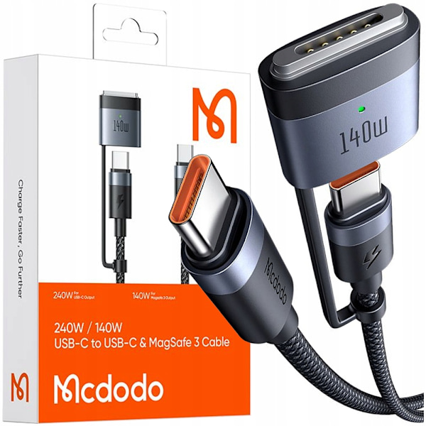 MCDODO LADDNINGSADAPTERKABEL MACBOOK AIR PRO USB-C MAGSAFE 3 140W 2M
