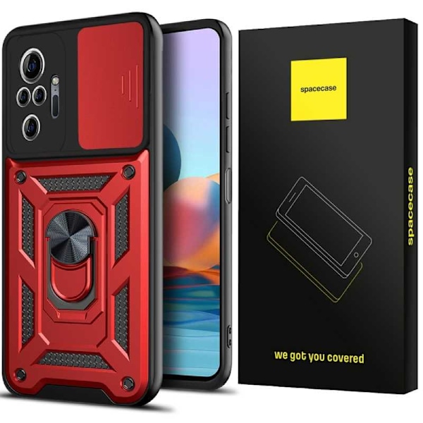 Spacecase Case Cover För Xiaomi Redmi Note 10 Pro Camring Red