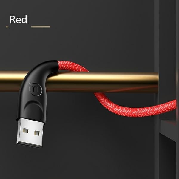 USAMS Flätad kabel U41 USB-C 3m 2A röd/röd SJ398USB02 (US-SJ398) Snabbladdning