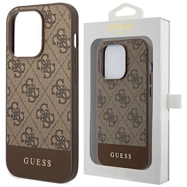 Guess GUHCP14LG4GLBR iPhone 14 Pro 6.1 brun/brunt hardt deksel 4G Stripe Collection