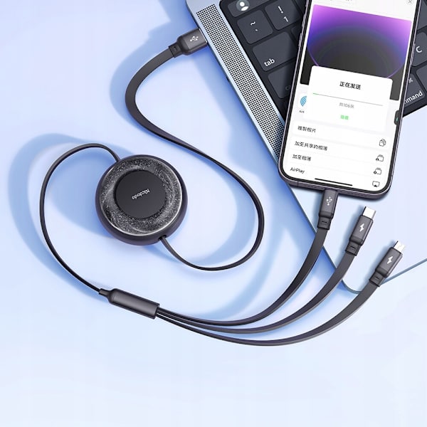 MCDODO 3IN1 UPPBYGD USB-kabel SNABBLADDNING USB-C LIGHTNING MICRO 66W