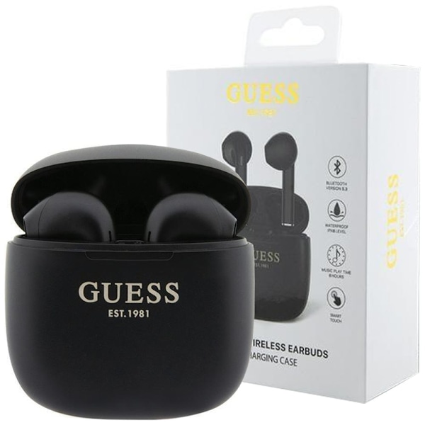 Guess GUTWST26PSK TWS Bluetooth-hodetelefoner + Dock - Svart klassisk EST-logo