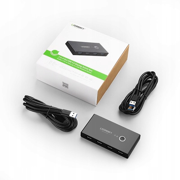 UGRØN SWITCH BOX HUB SWITCH 4X USB 3.2 USB SPLITTER SORT