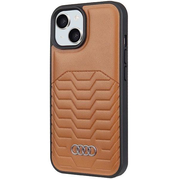 AUDI SYNTETISK LÆDER TASKE MED MAGSAFE TIL IPHONE 15 PLUS / 14 PLUS - BRUN