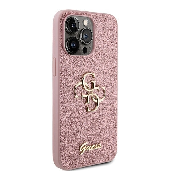 Guess GUHCP15LHG4SGP iPhone 15 Pro 6.1 rosa/rosa hardt deksel Glitter Script Big 4G