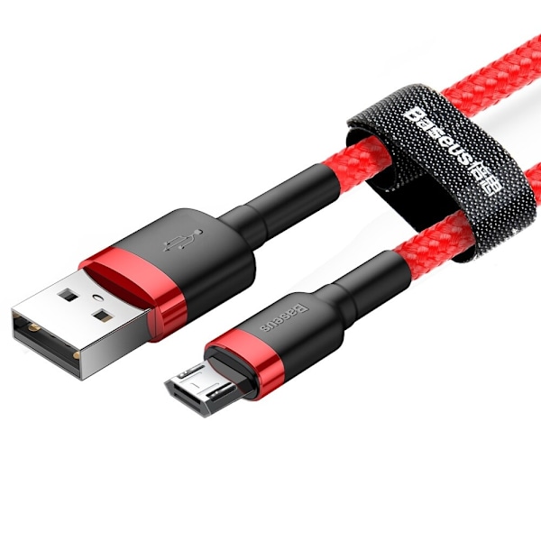 Baseus Cafule-kabel slitesterk nylonkabel USB / micro USB QC3.0 2.4A 1M rød (CAMKLF-B09)