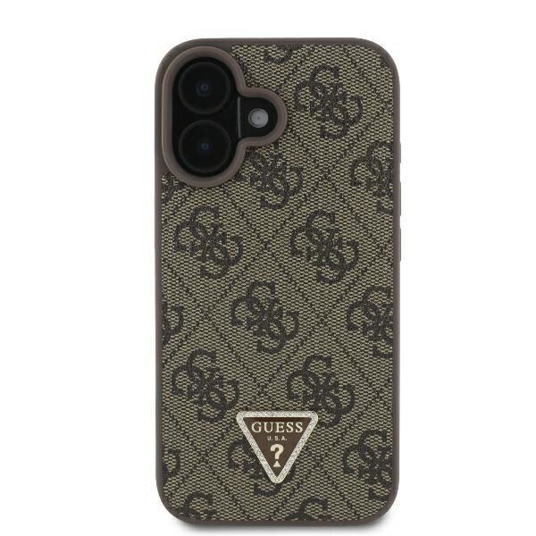 Guess GUHCP16SP4TDSCPW iPhone 16 6,1" brunt/brunt hårdfodral Läder Metall Logotyp Strass Crossbody