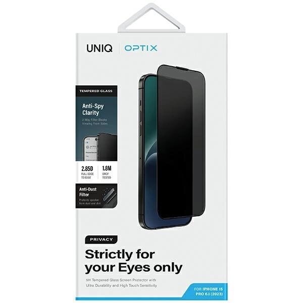 UNIQ OPTIX PRIVACY HÆRDET GLAS TIL IPHONE 15 PRO MED APPLIKATOR