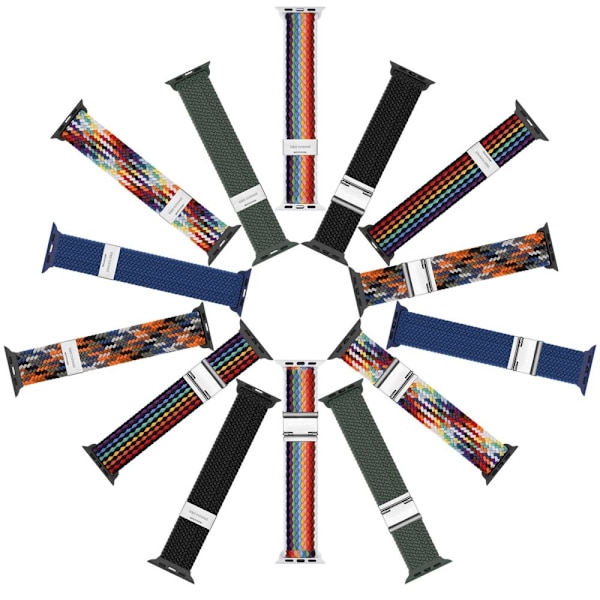 Dux Ducis-bånd (blandingsversjon) Apple Watch SE-bånd 8, 7, 6, 5, 4, 3, 2, 1 (41, 40, 38 mm) flettet bånd, mørke striper