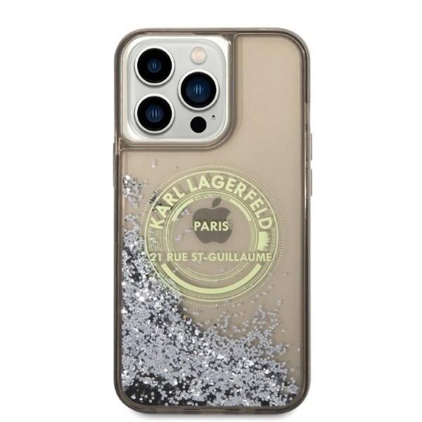 KARL LAGERFELD LIQUID GLITTER RSG ETUI TIL IPHONE 14 PRO MAX - SORT
