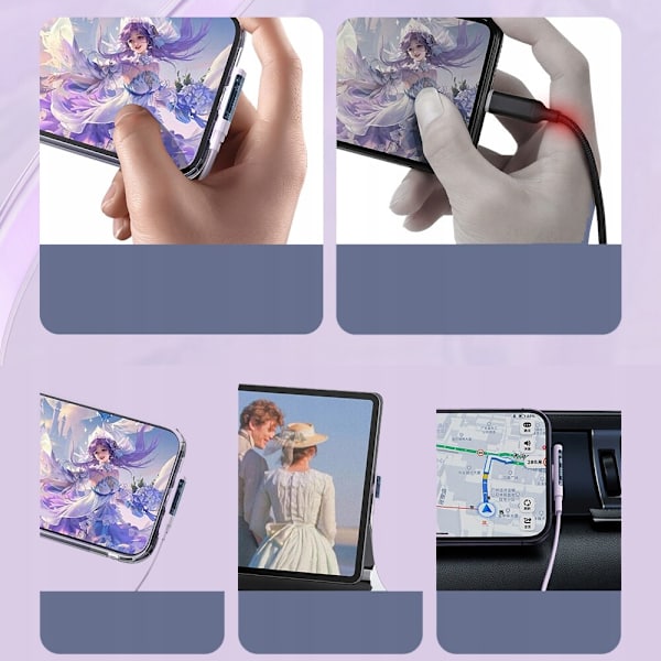MCDODO ANGLE USB LIGHTNING PLATKABEL 36W IPHONE 13 14 LILLA 1M