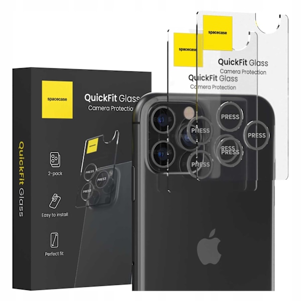 Spacecase Härdat Glas Quickfit-Kamera För Iphone 11 Pro Max 12 Svart