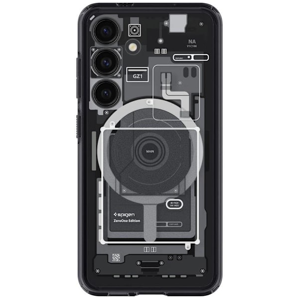Spigen Ultra Hybrid OneTap Ring Deksel med MagSafe for Samsung Galaxy S24 - Gjennomsiktig (Zero One Pattern)