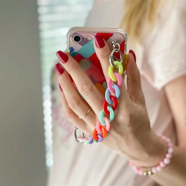 COLOR CHAIN CASE GEL FLEKSIBEL CASE MED CHAIN CHARM TIL SAMSUNG GALAXY A12 MULTICOLOR (1)