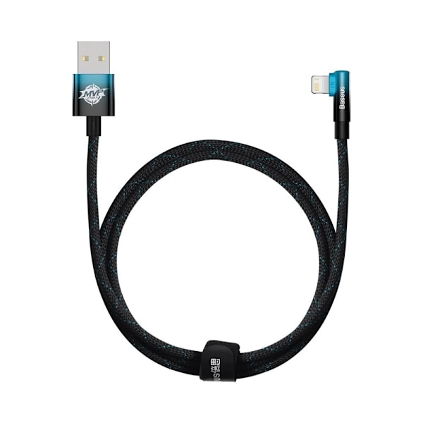 Baseus MVP 2 Hjørnekabel med side-USB / Lightning-plugg 1m 2,4A blå (CAVP000021)