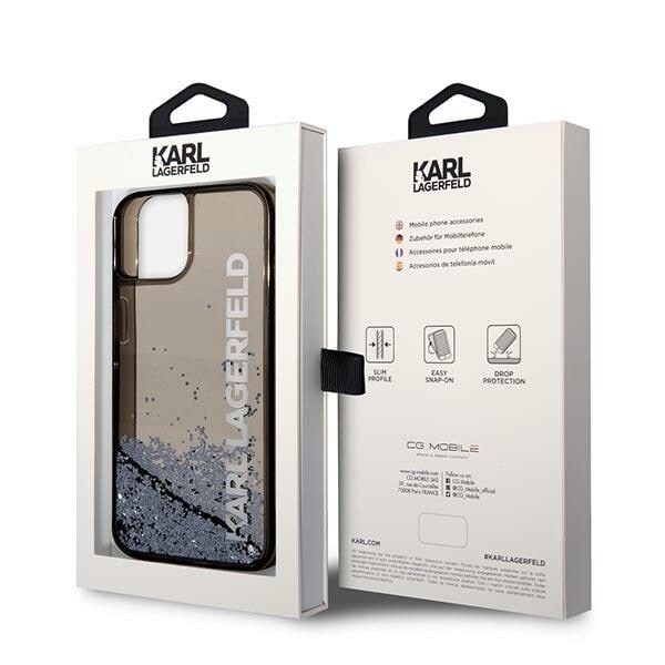KARL LAGERFELD LIQUID GLITTER ELONG ETUI TIL IPHONE 14 PLUS - SORT
