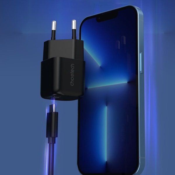 Choetech GaN USB Type C PD vegglader 30W svart (PD5007)