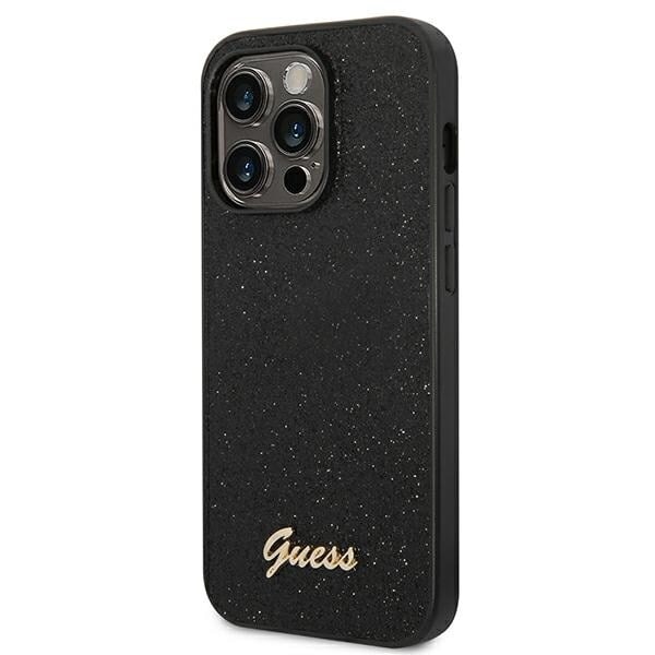 Guess GUHCP14XHGGSHK iPhone 14 Pro Max 6.7 svart/svart hardt deksel Glitter Script