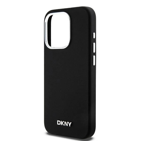 DKNY flytende silikon liten metalllogo MagSafe-deksel til iPhone 14 Pro - Svart