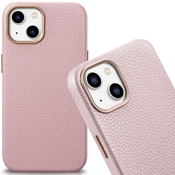 ICARER CASE CASE LÆDERCOVER MED MAGSAFE TIL IPHONE 14+ PINK