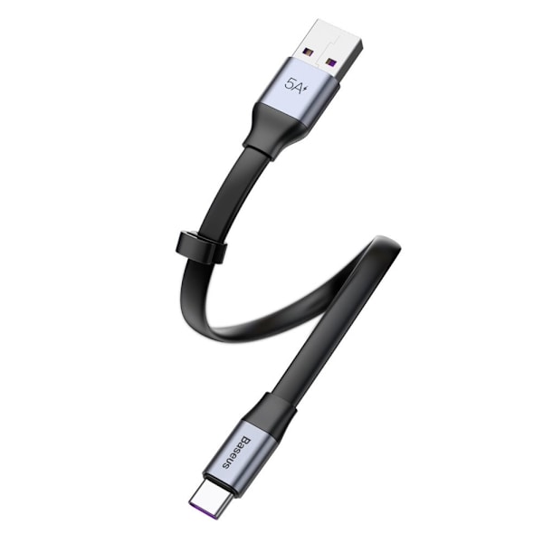 Baseus Enkel flatkabel USB / USB Type C SuperCharge 5A 40W Quick Charge 3.0 QC 3.0 23cm grå (CATMBJ-BG1)