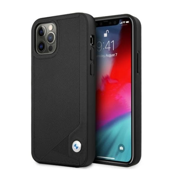 BMW LÆDER DEBOSS ETUI TIL IPHONE 12 PRO MAX - SORT