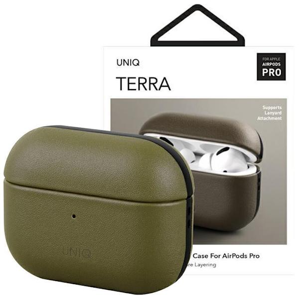UNIQ Terra AirPods Pro ekte skinnveske oliven/oliven