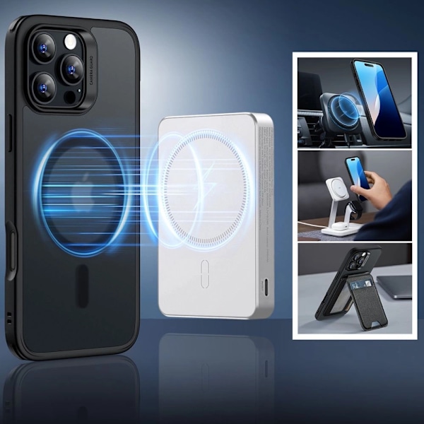 ESR CLASSIC HYBRID HALOLOCK MAGSAFE ETUI SÆT + HÆRDET GLAS TIL IPHONE 16 PRO MAX - GENNEMSIGTIG MED SORT RAMME