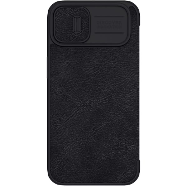 Nillkin Qin Leather Pro Case iPhone 14 Kamerabeskyttelsesdeksel, svart