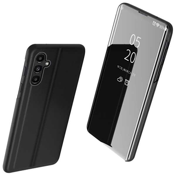 Clear View-deksel til Samsung Galaxy A54 5G, deksel med klaff, svart