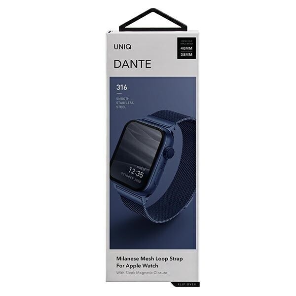 UNIQ Dante armbånd for Apple Watch Series 4/5/6/7/8/SE/SE2 38/40/41 mm rustfritt stål blå/marineblå