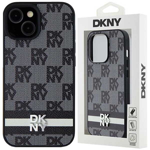 DKNY skinnrutet monomønster og trykt stripedeksel til Samsung Galaxy S24+ - svart