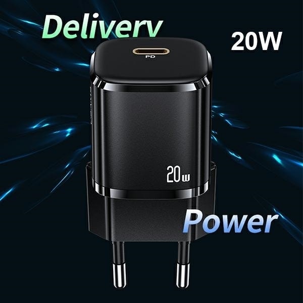 USAMS Lad. nätverk. 1xUSB-C T36 mini 20W + USB-C-Lightning-kabel vit/vit PD3.0 Snabbladdning XFKXLOGTL02 (US-CC124+US-SJ484)