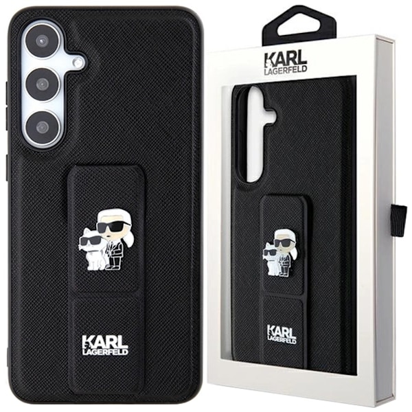 Karl Lagerfeld Gripstand Saffiano Karl&Choupette Pins Veske til Samsung Galaxy S24 - Svart