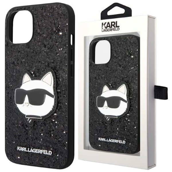 KARL LAGERFELD GLITTER CHOUPETTE PATCH COVER TIL IPHONE 14 PLUS - SORT