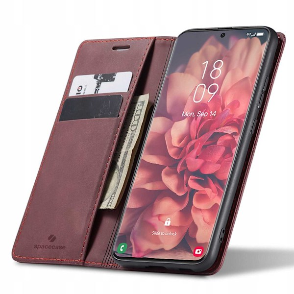 Spacecase Pålbocksväskor Galaxy S21 Ultra Rött Läderfodral