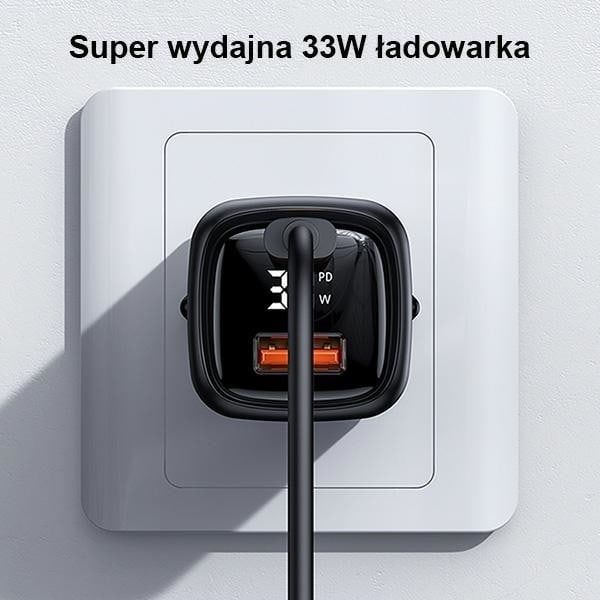 USAMS Lad. nätverk. 1xUSB-C+1xUSB T46 33W (endast huvud) PD3.0 +QC3.0 Snabbladdning vit/vit CC152TC02 (US-CC152)