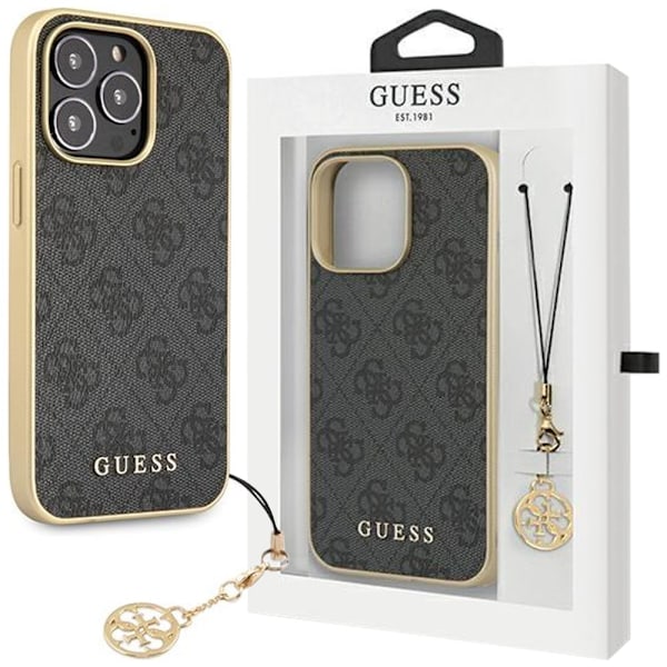 Guess 4G Charms Collection GUHCP14XGF4GGR-deksel til iPhone 14 Pro Max - Grå