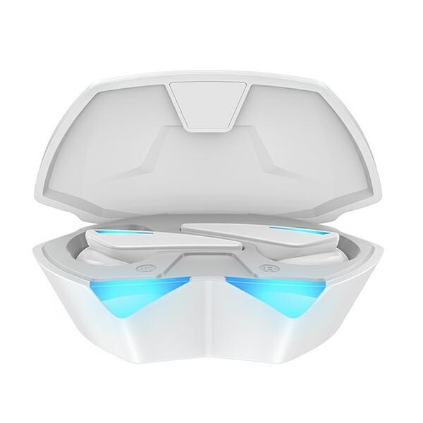 AWEI Bluetooth 5.0 T23 TWS hörlurar + gaming dockningsstation vit/vit