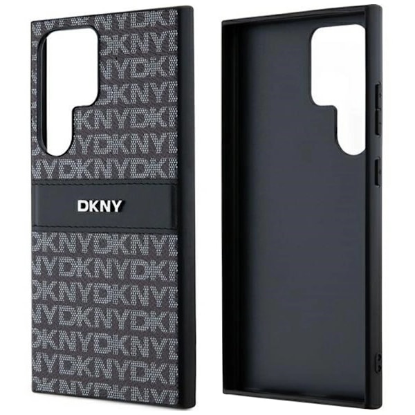 DKNY Leather Mono Stripe & Metal Logo Deksel til Samsung Galaxy S24 Ultra - Svart