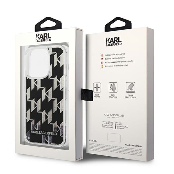 KARL LAGERFELD LIQUID GLITTER MONOGRAM COVER TIL IPHONE 14 PRO - SORT