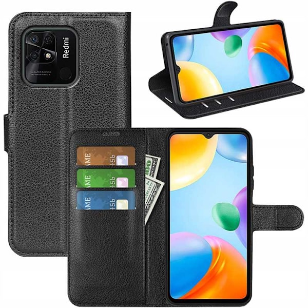 Litchi Case Cover Till Xiaomi Redmi 10C Poco C40 Svart